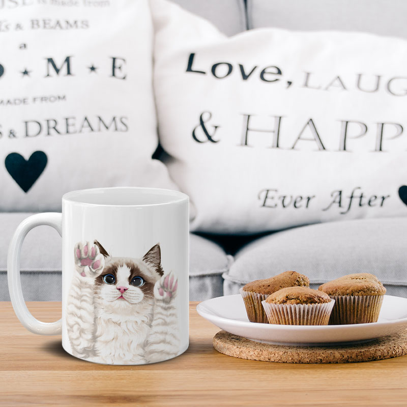 Dog Face Design Ceramic Travel Mug Home Tea Coffee Cup With Handgrip, 11 OZ - Picture 160 of 279