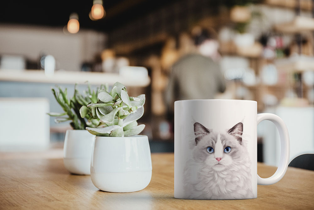 Dog Face Design Ceramic Travel Mug Home Tea Coffee Cup With Handgrip, 11 OZ - Picture 168 of 279
