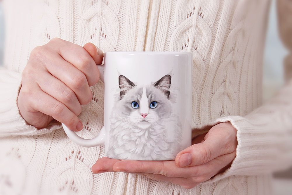 Dog Face Design Ceramic Travel Mug Home Tea Coffee Cup With Handgrip, 11 OZ - Picture 169 of 279