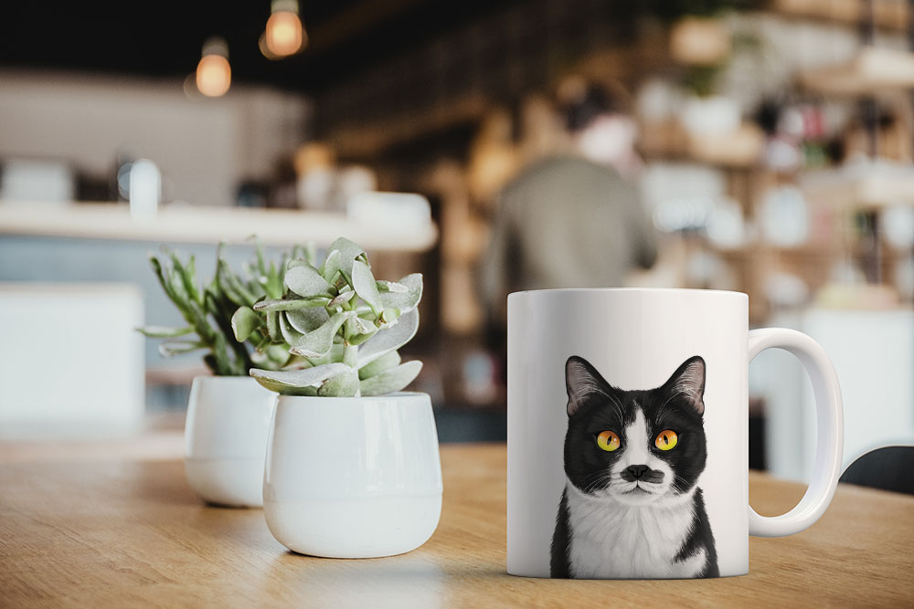 Dog Face Design Ceramic Travel Mug Home Tea Coffee Cup With Handgrip, 11 OZ - Picture 175 of 279
