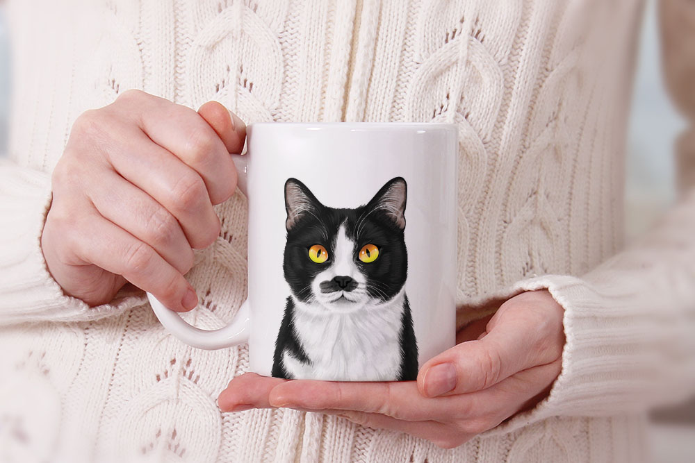 Dog Face Design Ceramic Travel Mug Home Tea Coffee Cup With Handgrip, 11 OZ - Picture 176 of 279