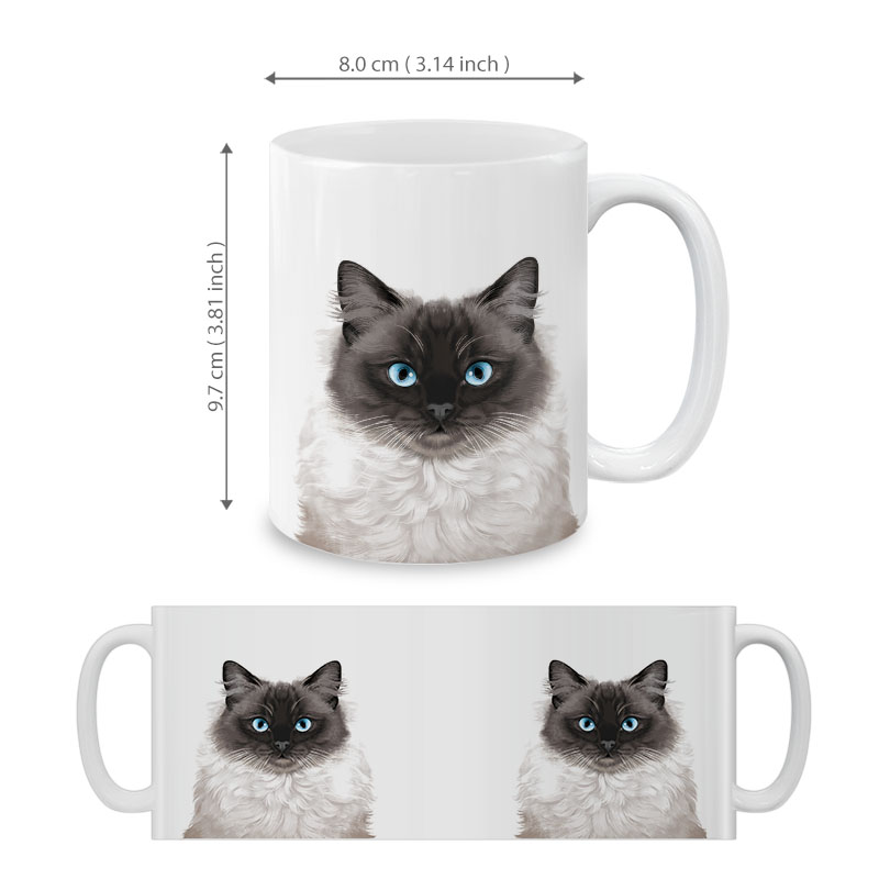 Dog Face Design Ceramic Travel Mug Home Tea Coffee Cup With Handgrip, 11 OZ - Picture 180 of 279