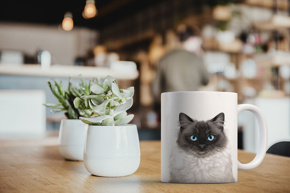 Dog Face Design Ceramic Travel Mug Home Tea Coffee Cup With Handgrip, 11 OZ - Picture 182 of 279