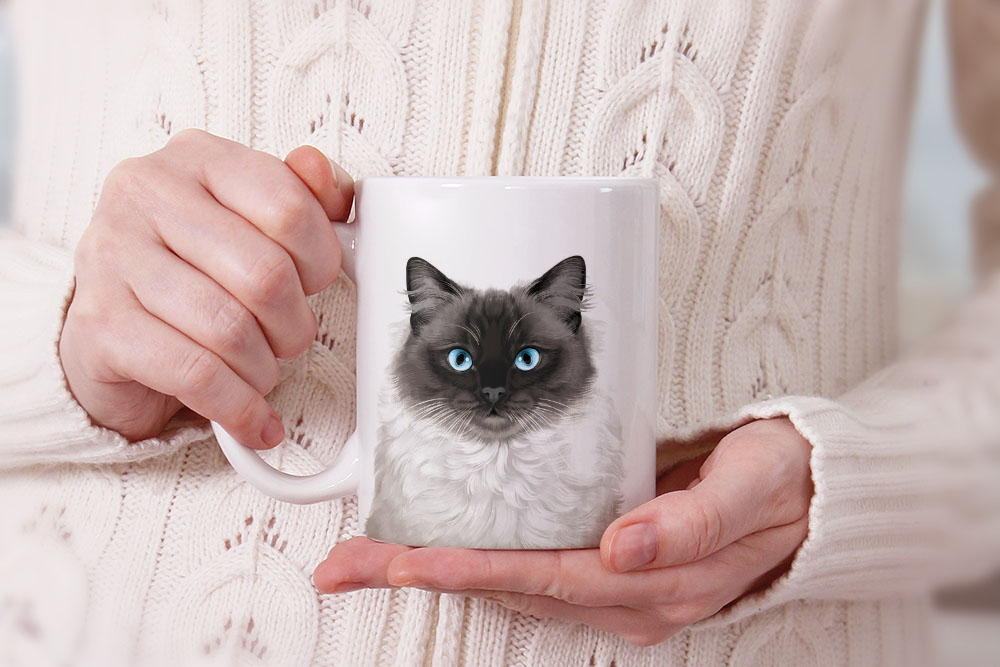 Dog Face Design Ceramic Travel Mug Home Tea Coffee Cup With Handgrip, 11 OZ - Picture 183 of 279