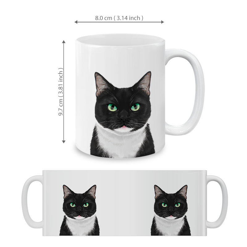 Dog Face Design Ceramic Travel Mug Home Tea Coffee Cup With Handgrip, 11 OZ - Picture 187 of 279