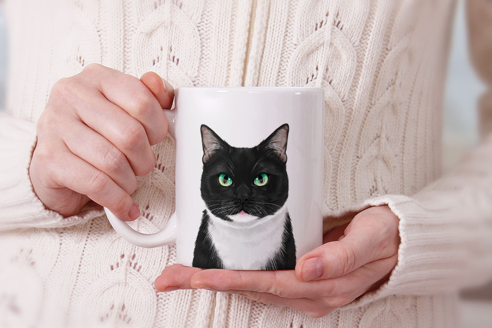 Dog Face Design Ceramic Travel Mug Home Tea Coffee Cup With Handgrip, 11 OZ - Picture 190 of 279