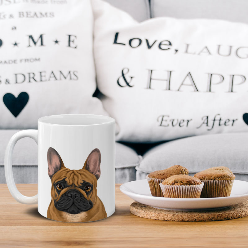 Dog Face Design Ceramic Travel Mug Home Tea Coffee Cup With Handgrip, 11 OZ - Picture 195 of 279