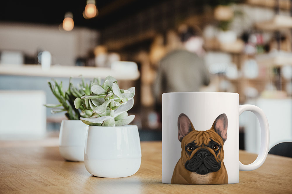 Dog Face Design Ceramic Travel Mug Home Tea Coffee Cup With Handgrip, 11 OZ - Picture 196 of 279