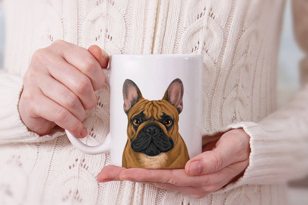 Dog Face Design Ceramic Travel Mug Home Tea Coffee Cup With Handgrip, 11 OZ - Picture 197 of 279