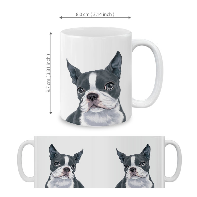 Dog Face Design Ceramic Travel Mug Home Tea Coffee Cup With Handgrip, 11 OZ - Picture 201 of 279