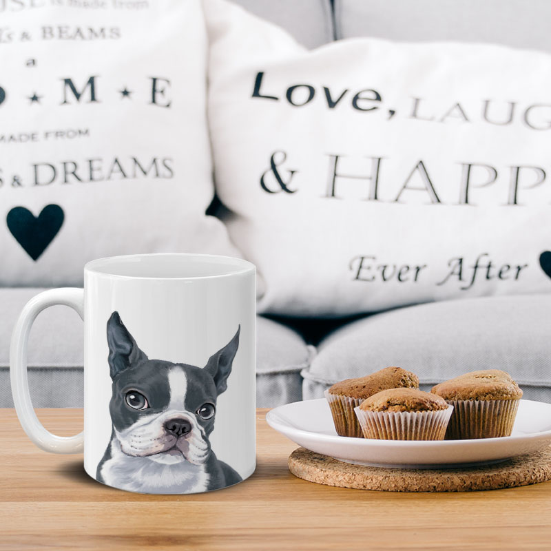 Dog Face Design Ceramic Travel Mug Home Tea Coffee Cup With Handgrip, 11 OZ - Picture 202 of 279