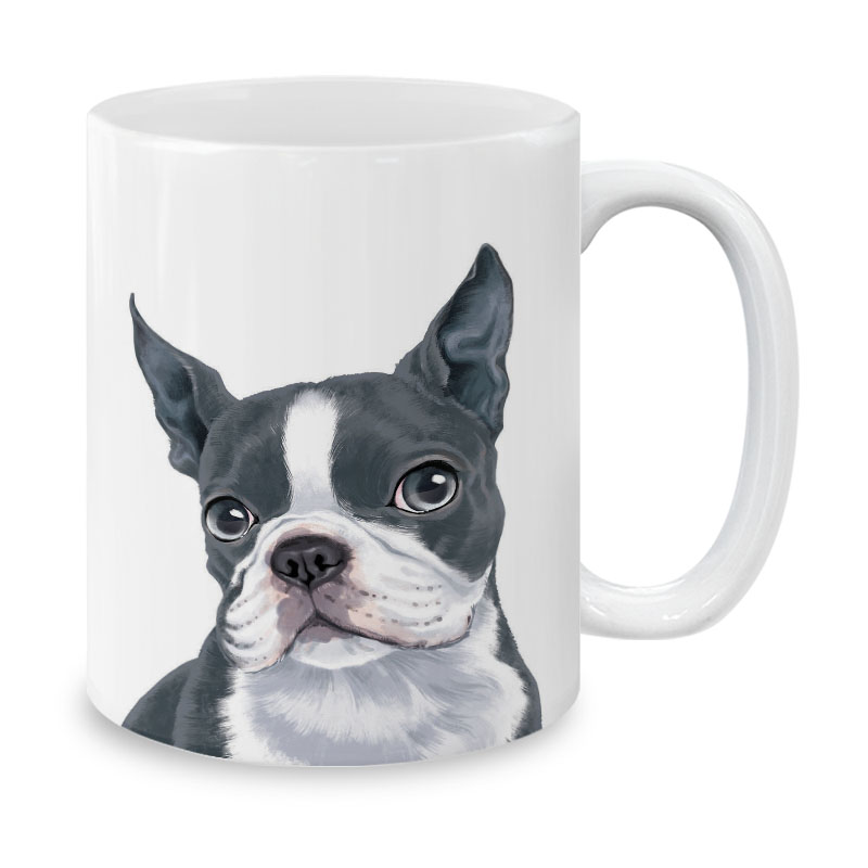 Dog Face Design Ceramic Travel Mug Home Tea Coffee Cup With Handgrip, 11 OZ - Picture 198 of 279