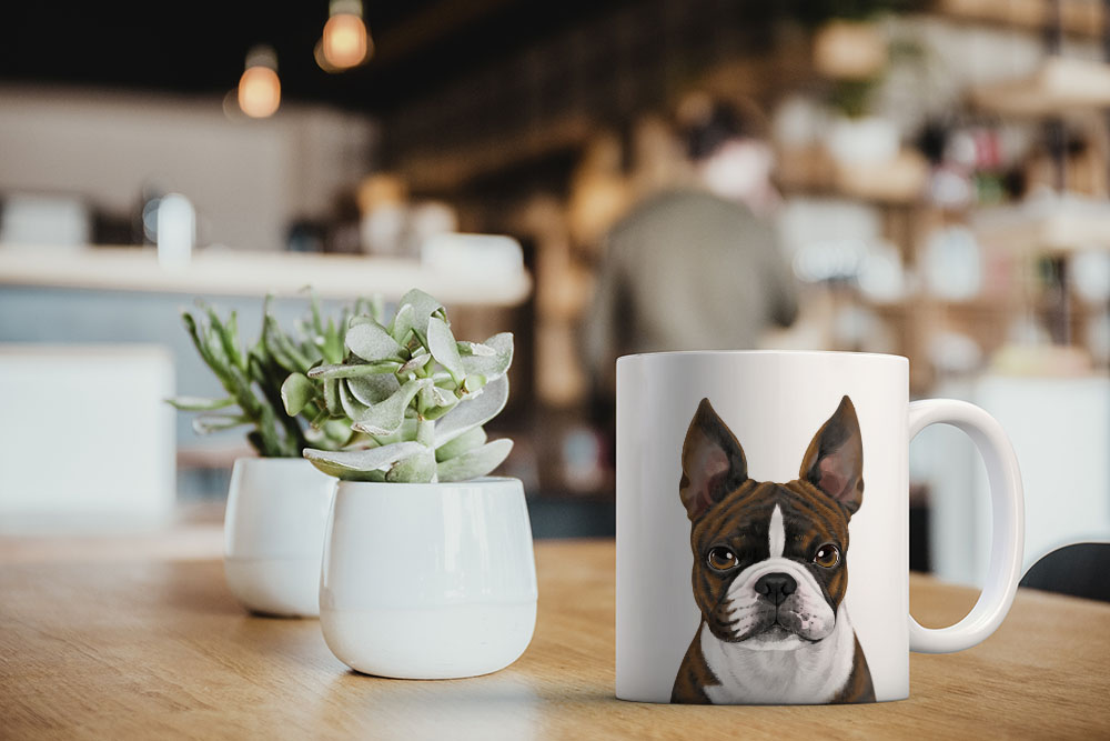 Dog Face Design Ceramic Travel Mug Home Tea Coffee Cup With Handgrip, 11 OZ - Picture 210 of 279