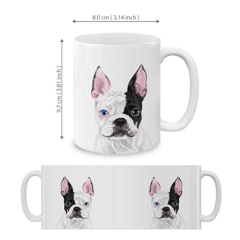 Dog Face Design Ceramic Travel Mug Home Tea Coffee Cup With Handgrip, 11 OZ - Picture 215 of 279