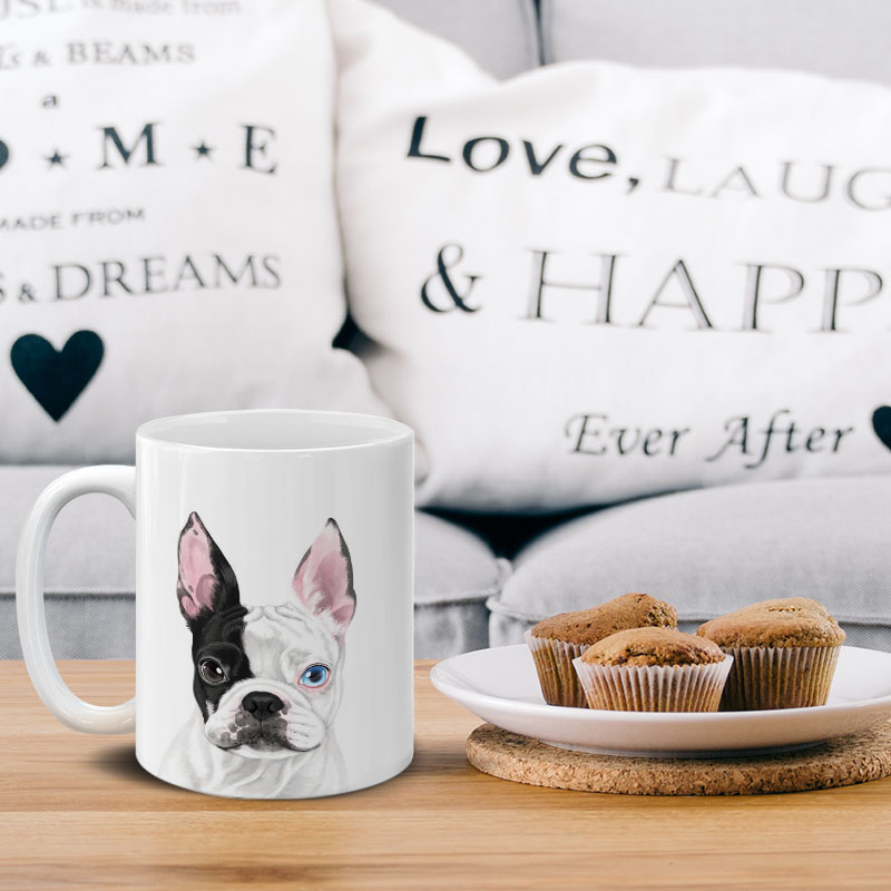 Dog Face Design Ceramic Travel Mug Home Tea Coffee Cup With Handgrip, 11 OZ - Picture 216 of 279