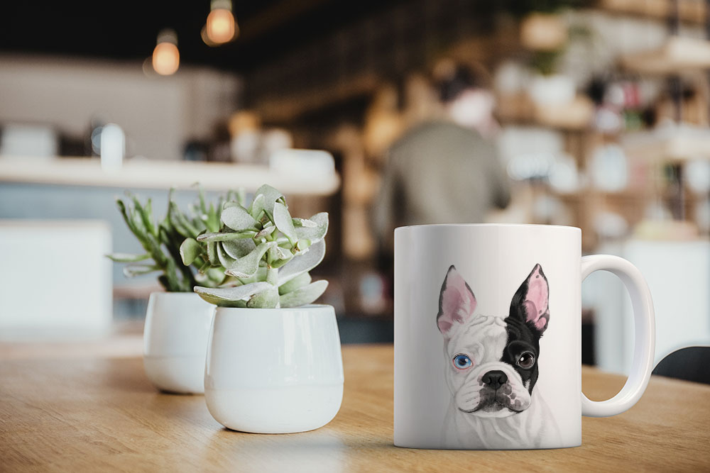 Dog Face Design Ceramic Travel Mug Home Tea Coffee Cup With Handgrip, 11 OZ - Picture 217 of 279