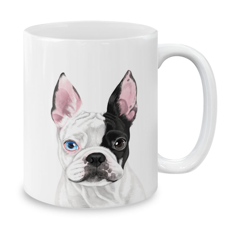 Dog Face Design Ceramic Travel Mug Home Tea Coffee Cup With Handgrip, 11 OZ - Picture 212 of 279
