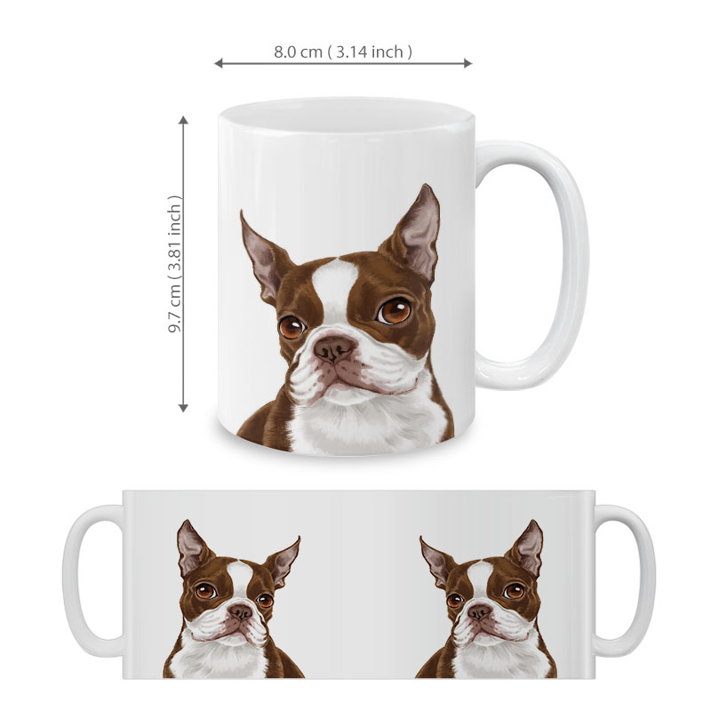 Dog Face Design Ceramic Travel Mug Home Tea Coffee Cup With Handgrip, 11 OZ - Picture 222 of 279