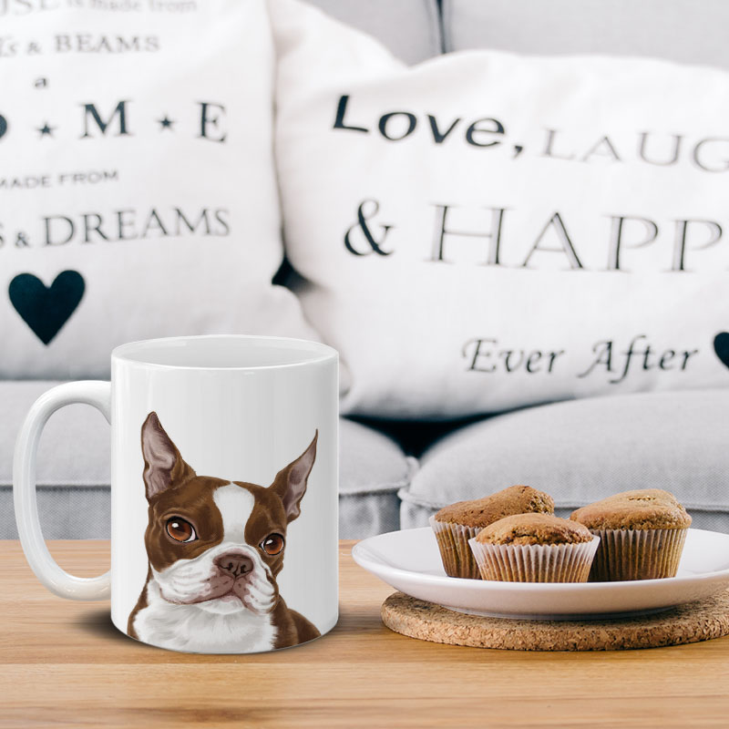 Dog Face Design Ceramic Travel Mug Home Tea Coffee Cup With Handgrip, 11 OZ - Picture 223 of 279