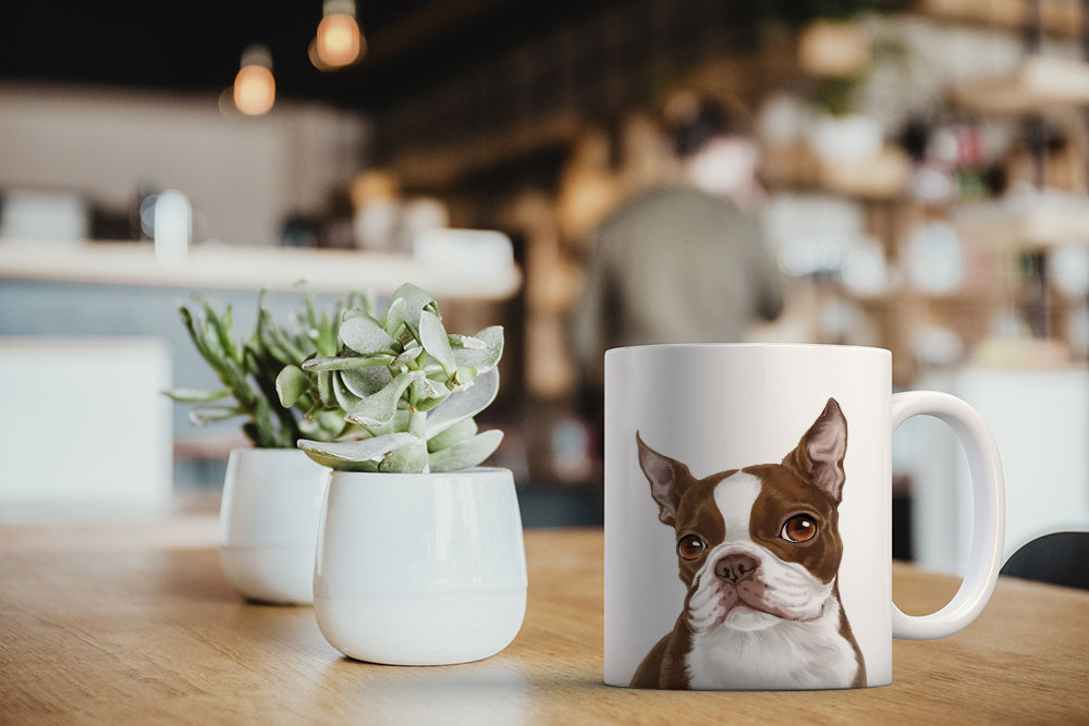 Dog Face Design Ceramic Travel Mug Home Tea Coffee Cup With Handgrip, 11 OZ - Picture 224 of 279