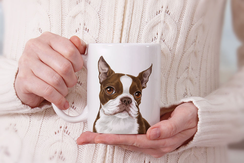 Dog Face Design Ceramic Travel Mug Home Tea Coffee Cup With Handgrip, 11 OZ - Picture 225 of 279
