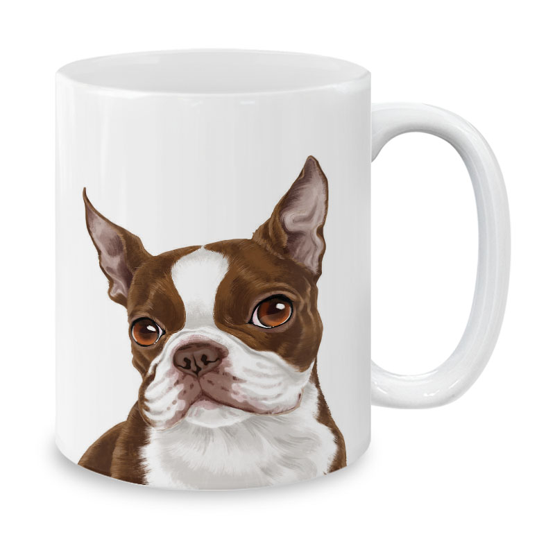 Dog Face Design Ceramic Travel Mug Home Tea Coffee Cup With Handgrip, 11 OZ - Picture 219 of 279