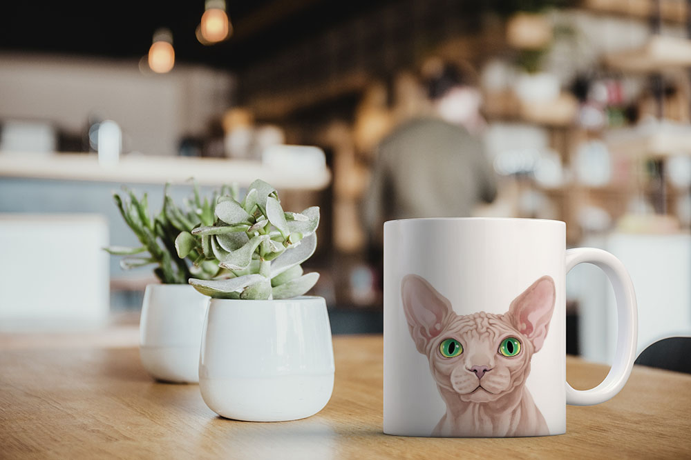 Dog Face Design Ceramic Travel Mug Home Tea Coffee Cup With Handgrip, 11 OZ - Picture 238 of 279