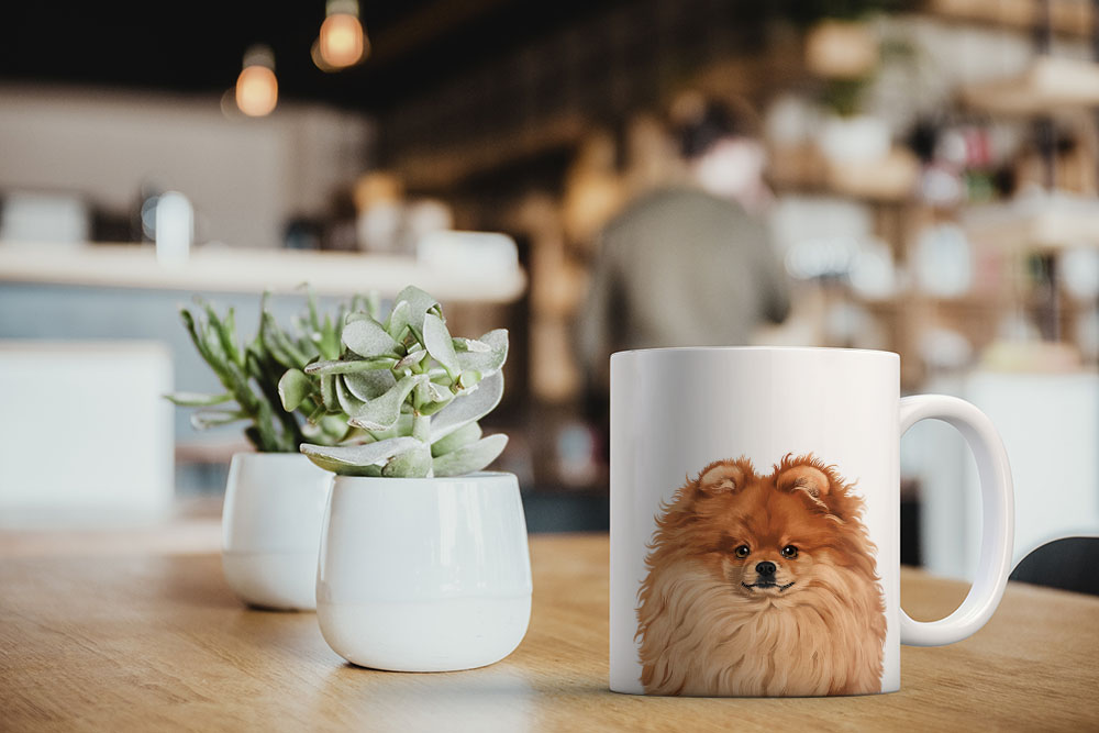 Dog Face Design Ceramic Travel Mug Home Tea Coffee Cup With Handgrip, 11 OZ - Picture 245 of 279