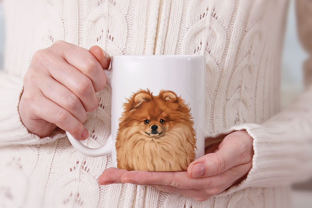 Dog Face Design Ceramic Travel Mug Home Tea Coffee Cup With Handgrip, 11 OZ - Picture 246 of 279