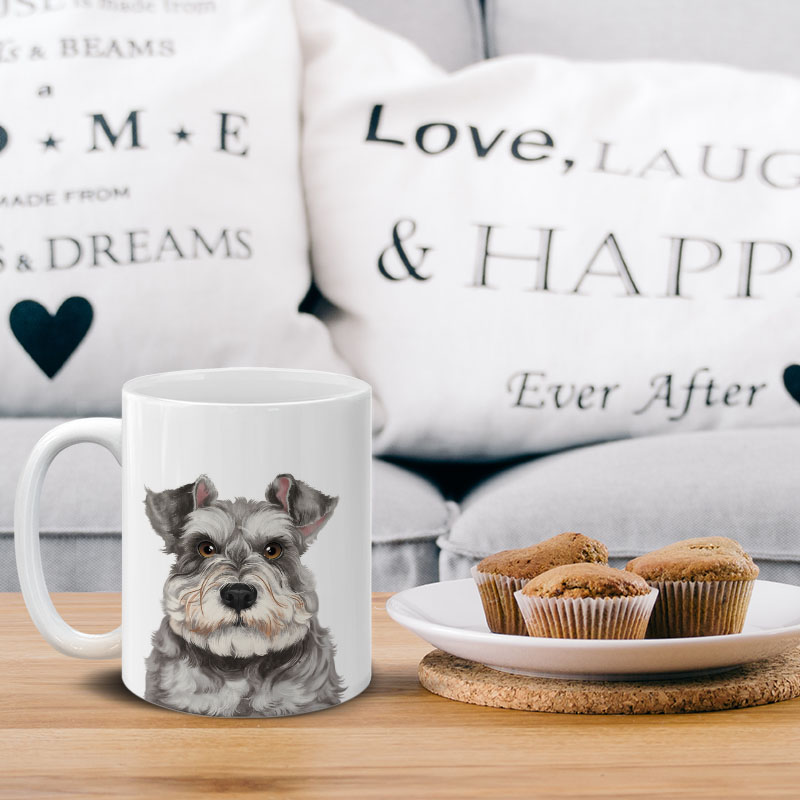 Dog Face Design Ceramic Travel Mug Home Tea Coffee Cup With Handgrip, 11 OZ - Picture 251 of 279