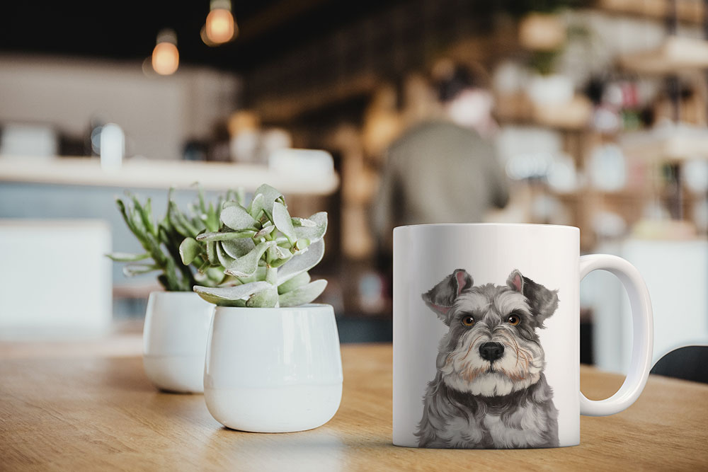 Dog Face Design Ceramic Travel Mug Home Tea Coffee Cup With Handgrip, 11 OZ - Picture 252 of 279