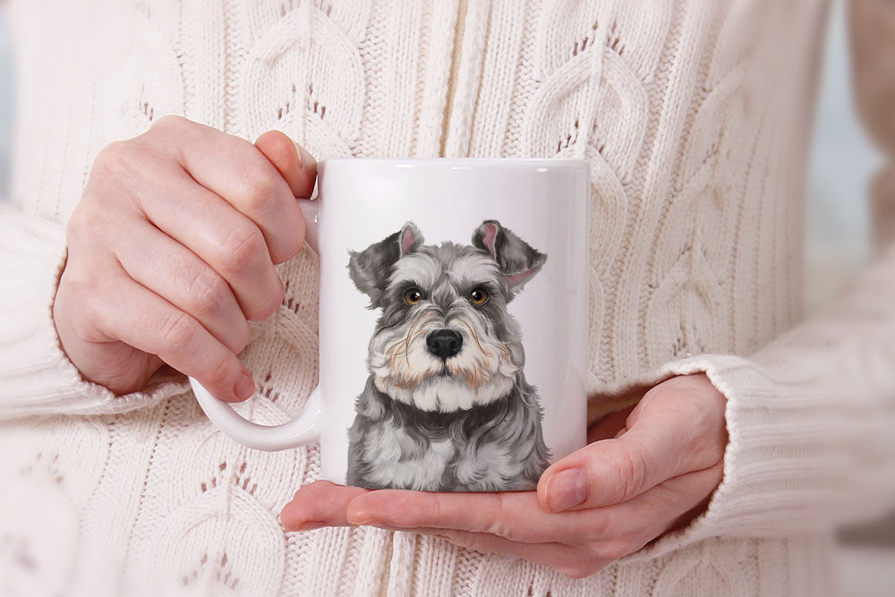Dog Face Design Ceramic Travel Mug Home Tea Coffee Cup With Handgrip, 11 OZ - Picture 253 of 279