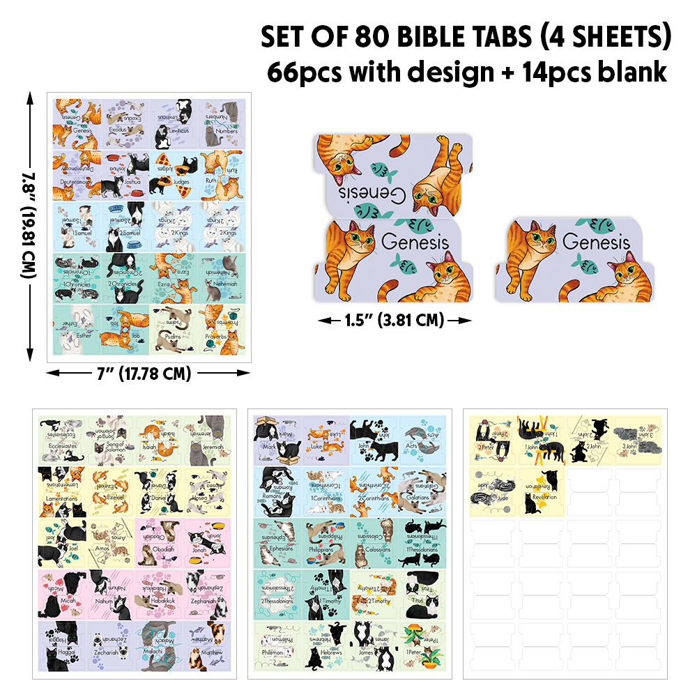 80 Bible Tabs Large Print Laminated Index Tabs (66 Book Tabs & 14 Blank Tabs) - Picture 3 of 19