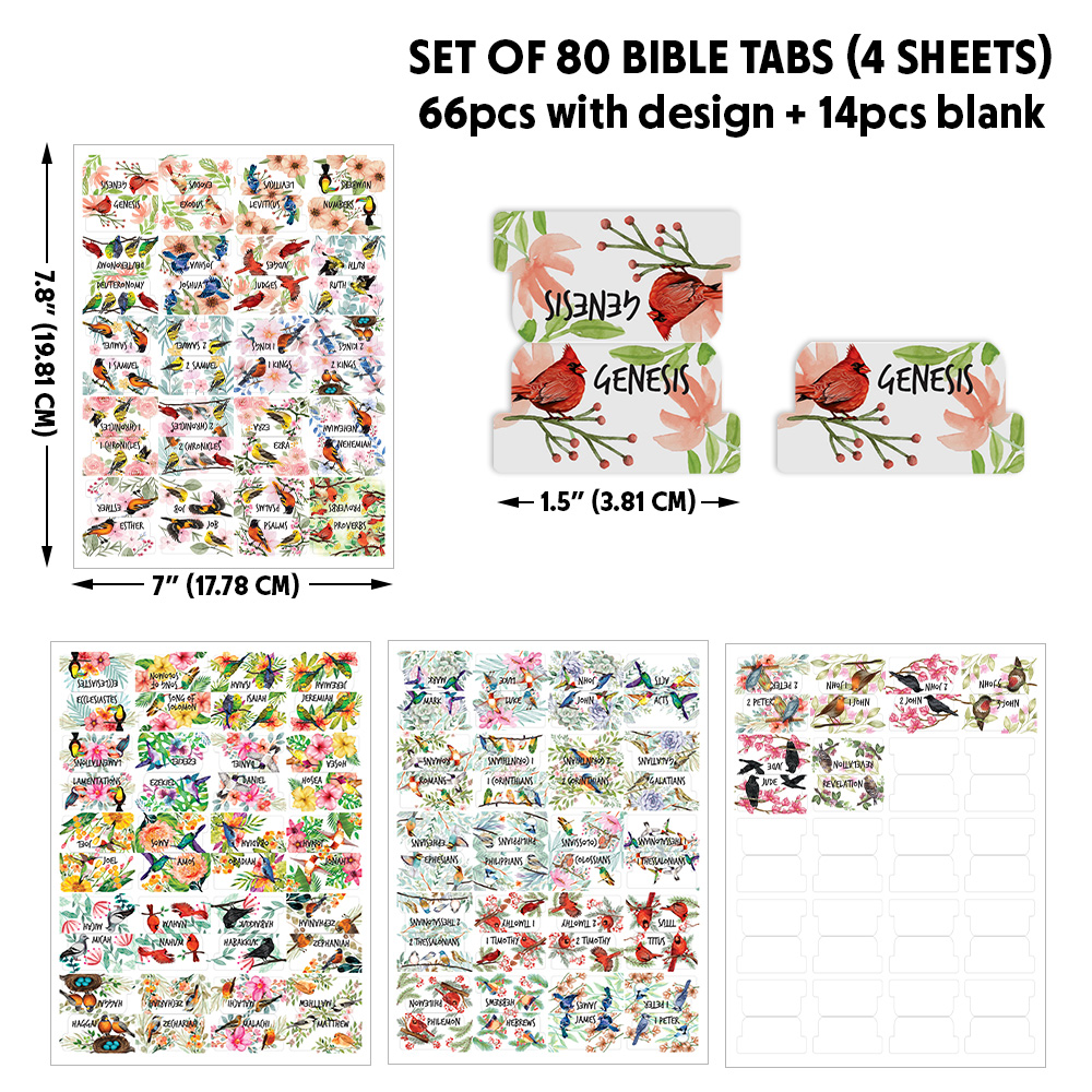 80 Bible Tabs Large Print Laminated Index Tabs (66 Book Tabs & 14 Blank Tabs) - Picture 9 of 19