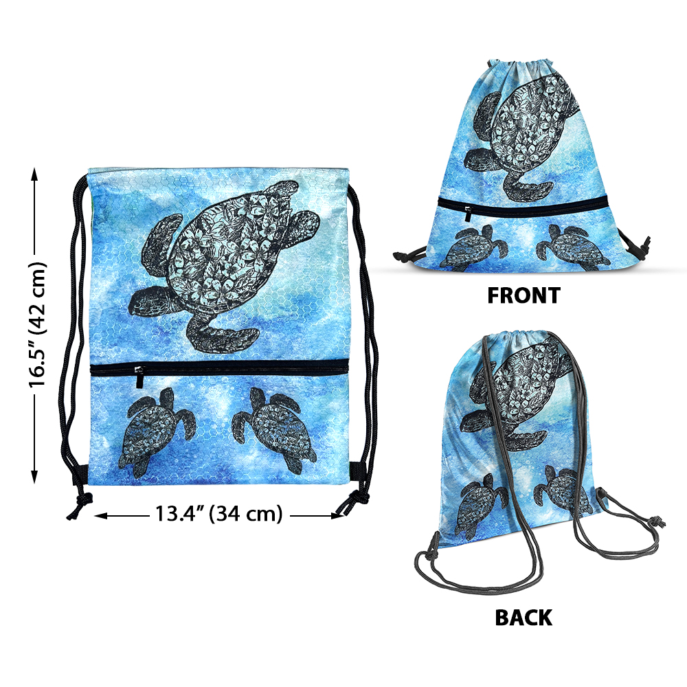 Travel Drawstring Backpack with Zipper Pocket Sport Gym Cinch Sack Pack Bag - Picture 15 of 31