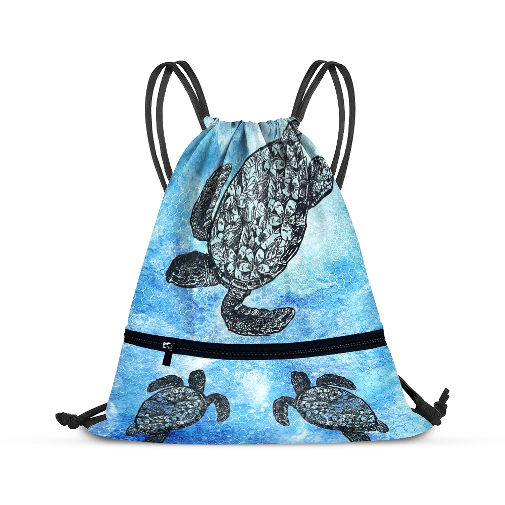 Travel Drawstring Backpack with Zipper Pocket Sport Gym Cinch Sack Pack Bag - Picture 14 of 31