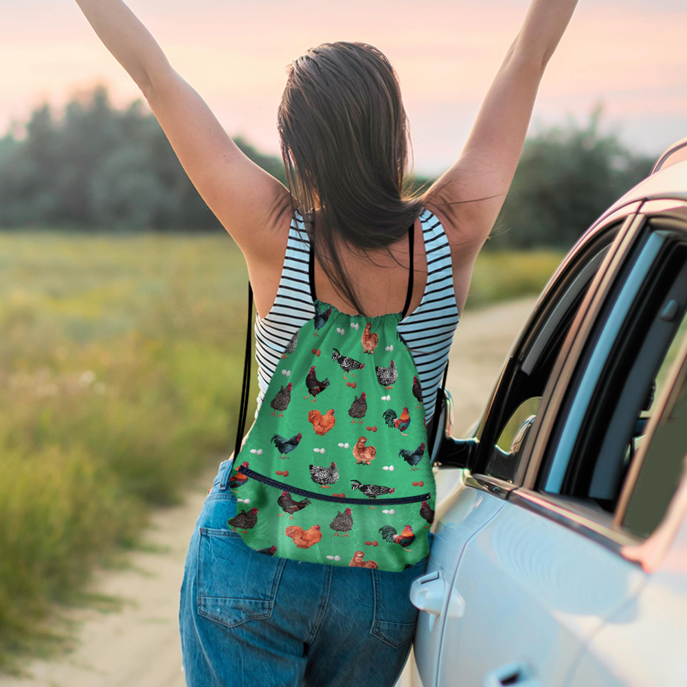 Travel Drawstring Backpack with Zipper Pocket Sport Gym Cinch Sack Pack Bag - Picture 29 of 31