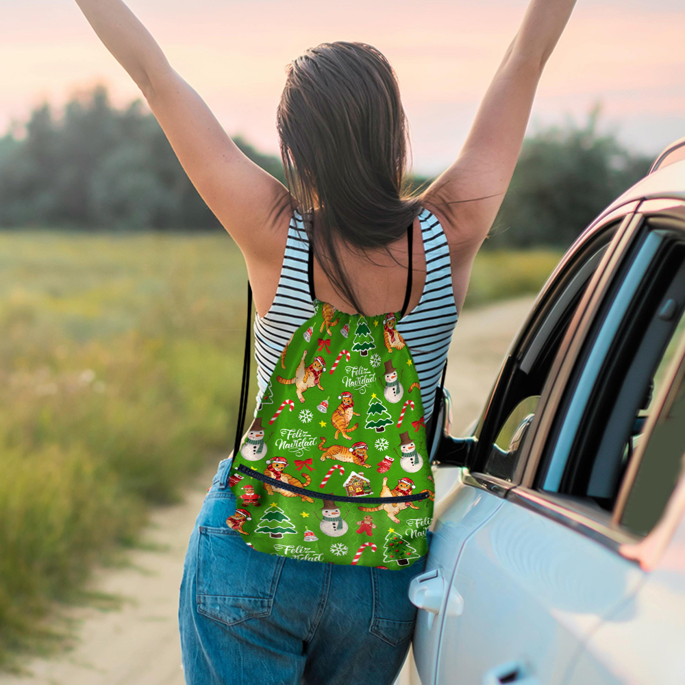 Travel Drawstring Backpack with Zipper Pocket Sport Gym Cinch Sack Pack Bag - Picture 5 of 31