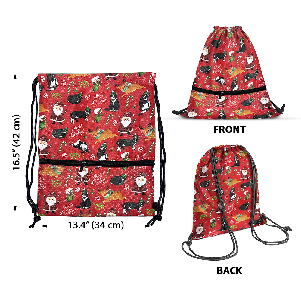 Travel Drawstring Backpack with Zipper Pocket Sport Gym Cinch Sack Pack Bag - Picture 9 of 31