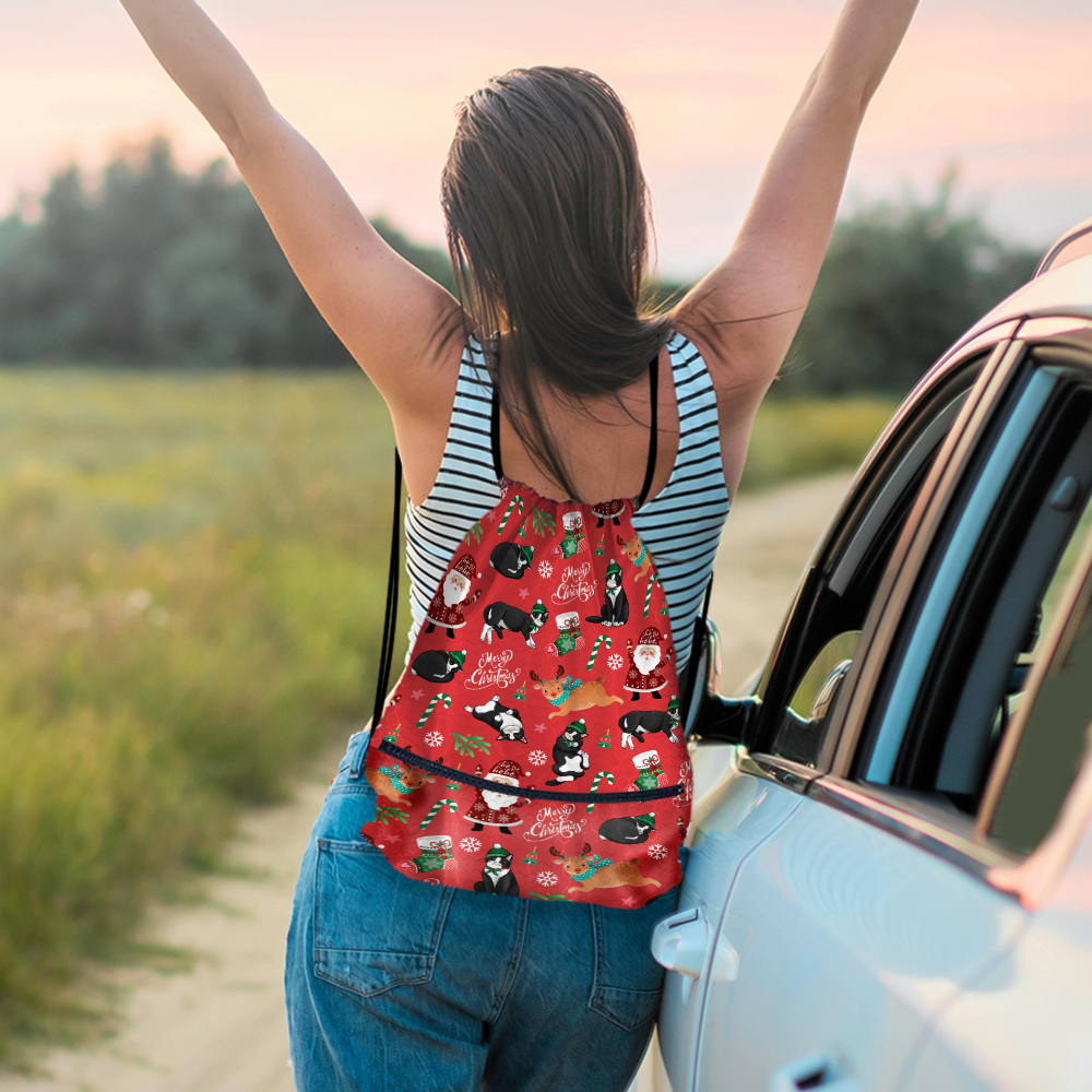 Travel Drawstring Backpack with Zipper Pocket Sport Gym Cinch Sack Pack Bag - Picture 11 of 31