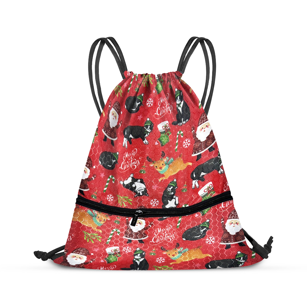 Travel Drawstring Backpack with Zipper Pocket Sport Gym Cinch Sack Pack Bag - Picture 8 of 31