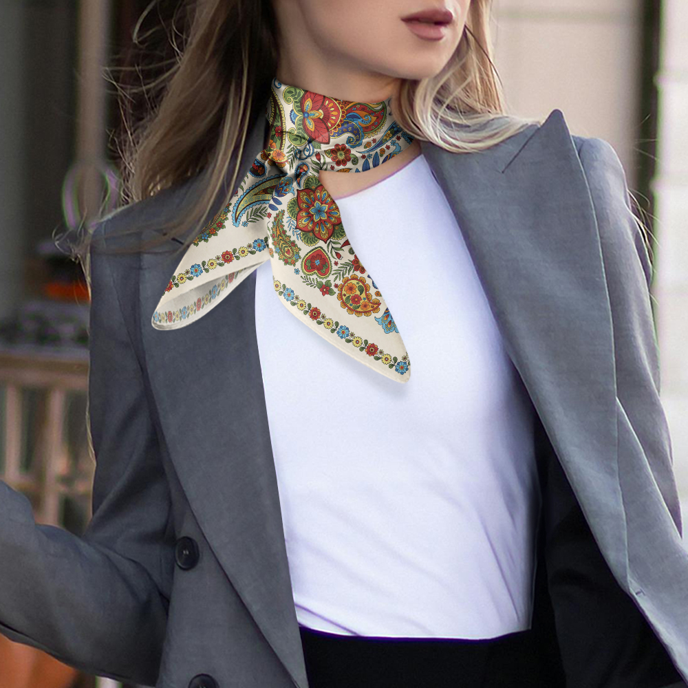 Women Square Satin Hair Scarf Neckerchief Head Scarves Neck Wrap Hair Bandanna - Picture 18 of 19