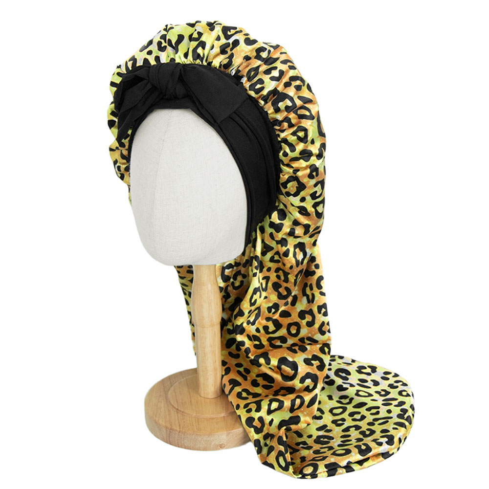 Long Satin Bonnet Sleeping Cap with Tie Band for Curly Hair, Braids, Dreadlocks