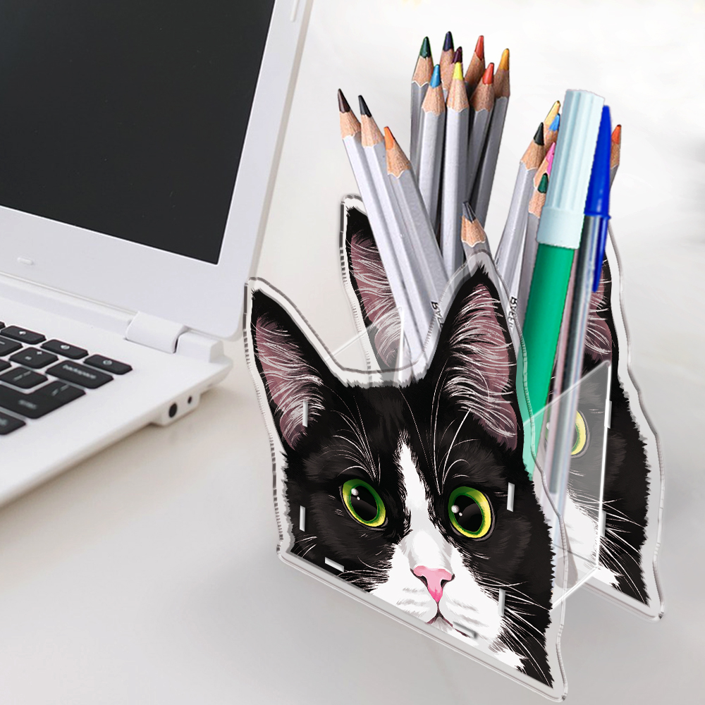 Acrylic Pencil Pen Holder Makeup Brush Storage Organizer Stationery Desk Holder - Picture 5 of 26