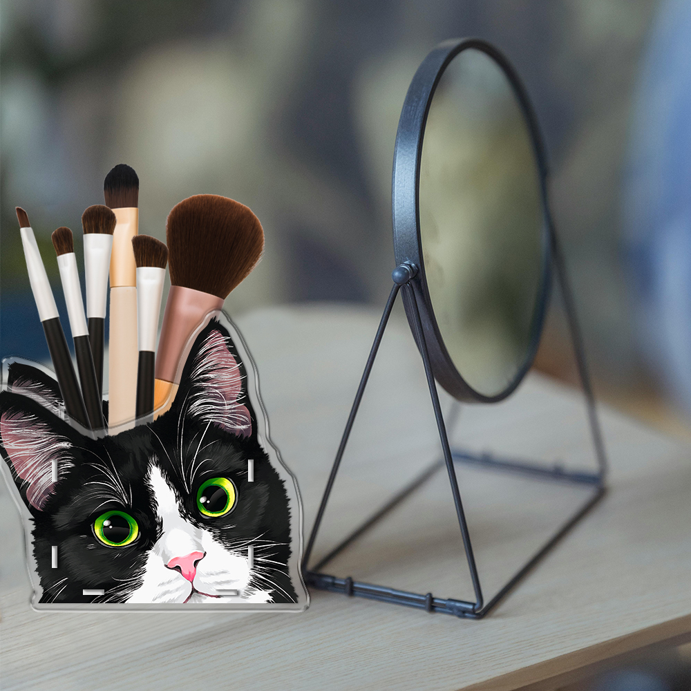 Acrylic Pencil Pen Holder Makeup Brush Storage Organizer Stationery Desk Holder - Picture 6 of 26