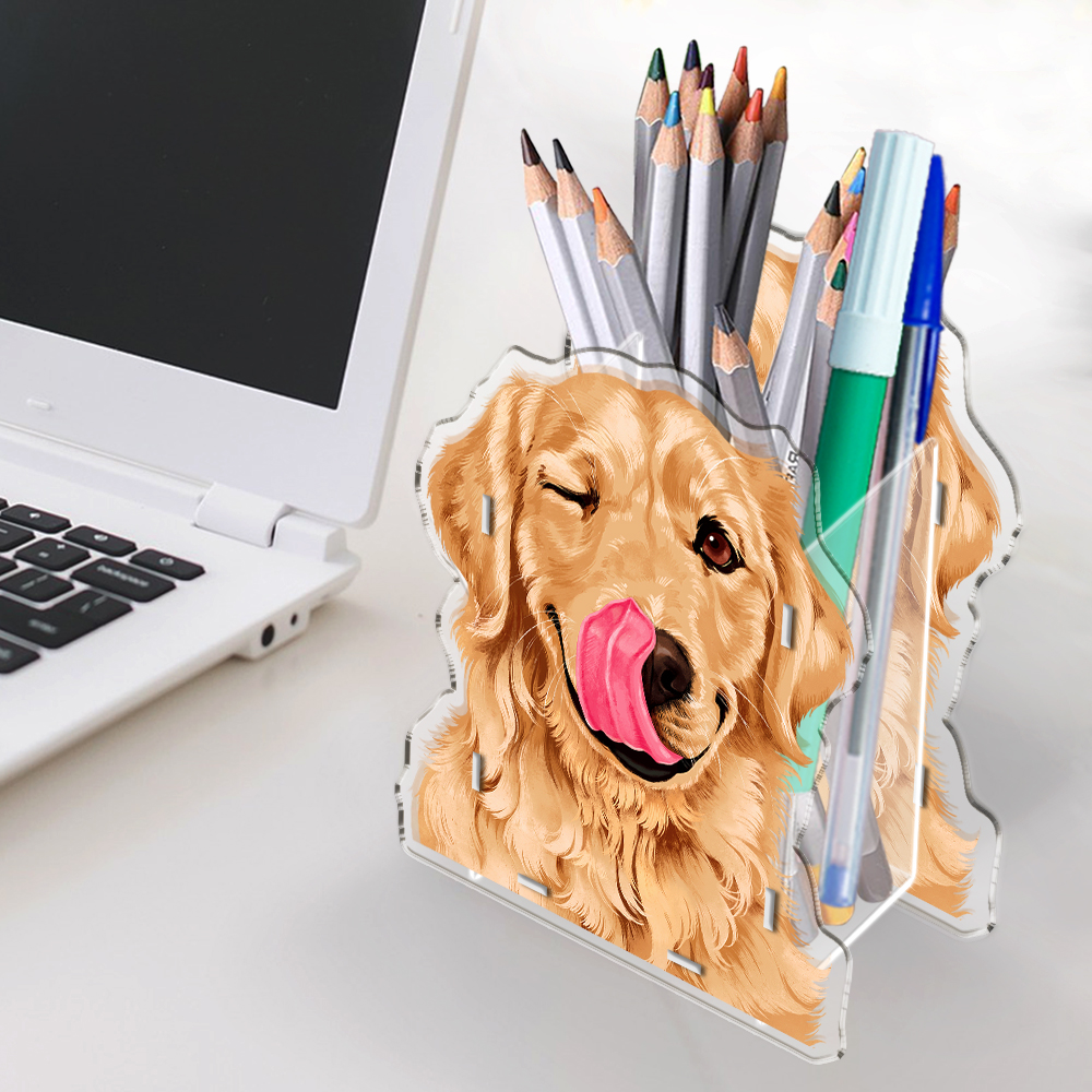 Acrylic Pencil Pen Holder Makeup Brush Storage Organizer Stationery Desk Holder - Picture 10 of 26