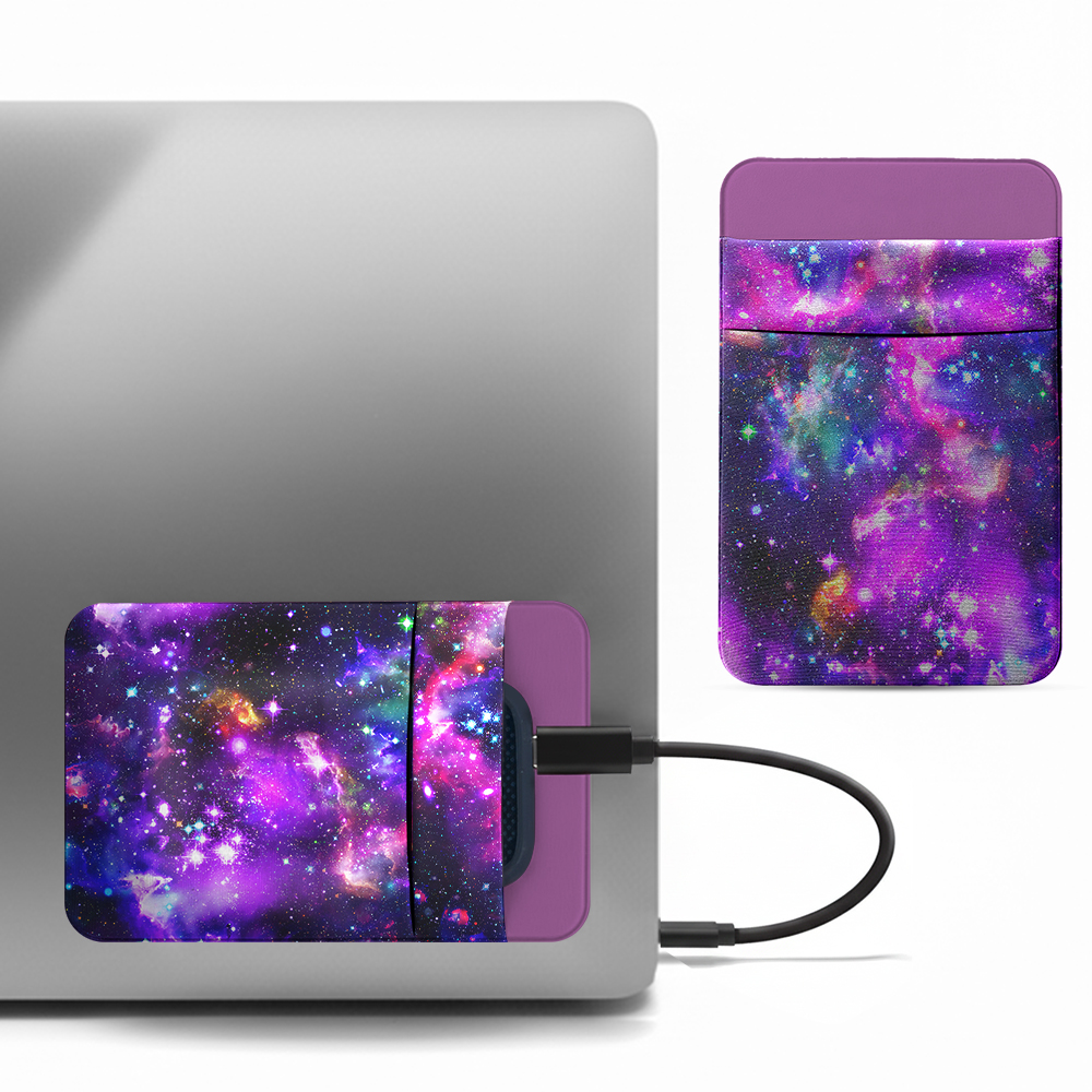 Laptop Adhesive Pouch 2 Pocket for External Portable SSD Magic Mouse USB Cable