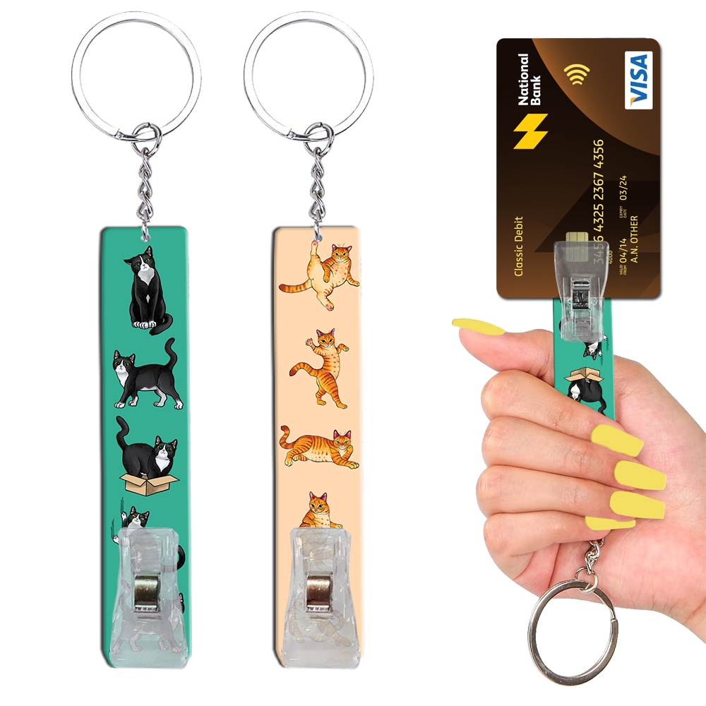 2PCS Credit Card Grabber for Long Nails Keychain Debit Card Puller
