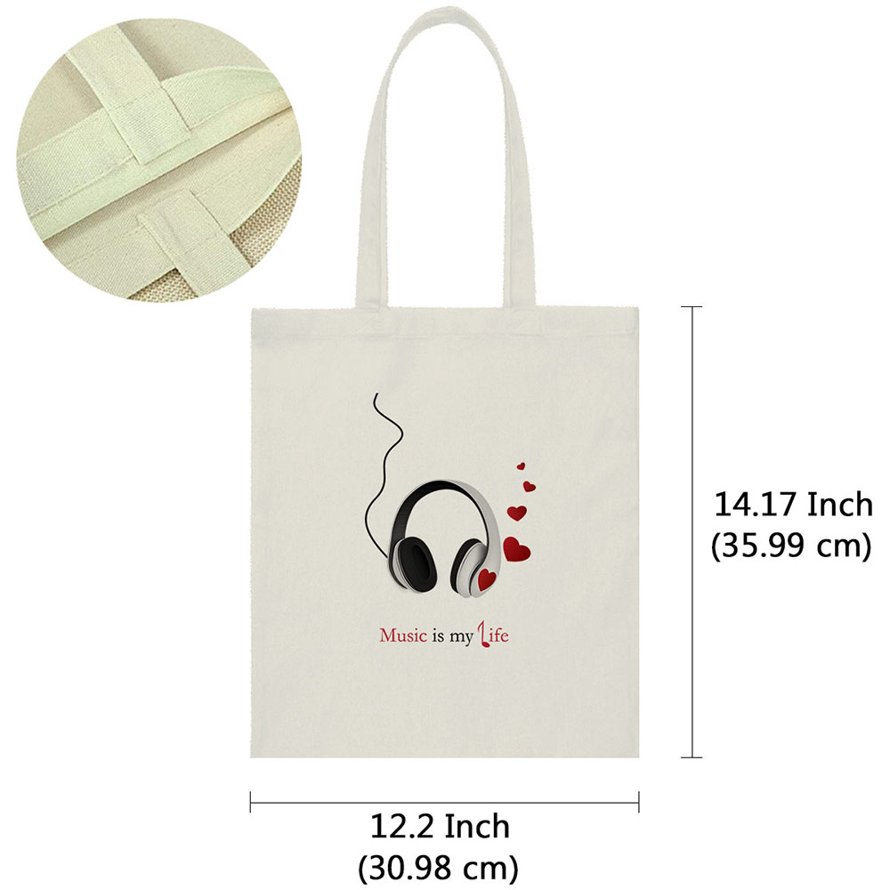 Canvas Tote Bag Shoulder Handbag Purse Reusable for Travel Grocery Shopping - Picture 40 of 109