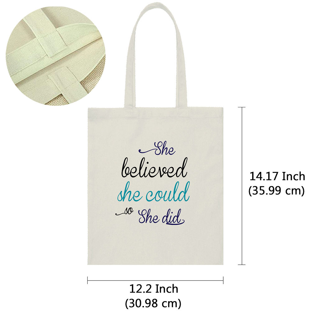 Canvas Tote Bag Shoulder Handbag Purse Reusable for Travel Grocery Shopping - Picture 28 of 109